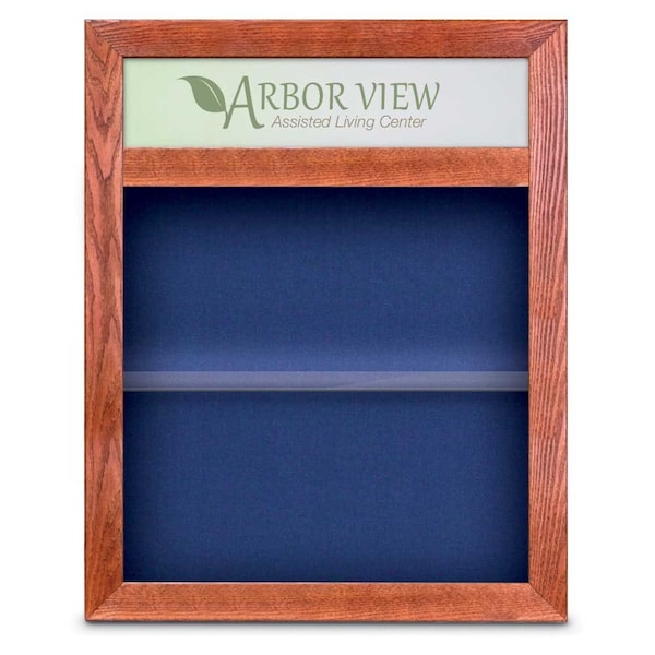 Outdoor Enclosed Combo Board, 42"x32", Satin Frame/Grey & Cobalt
